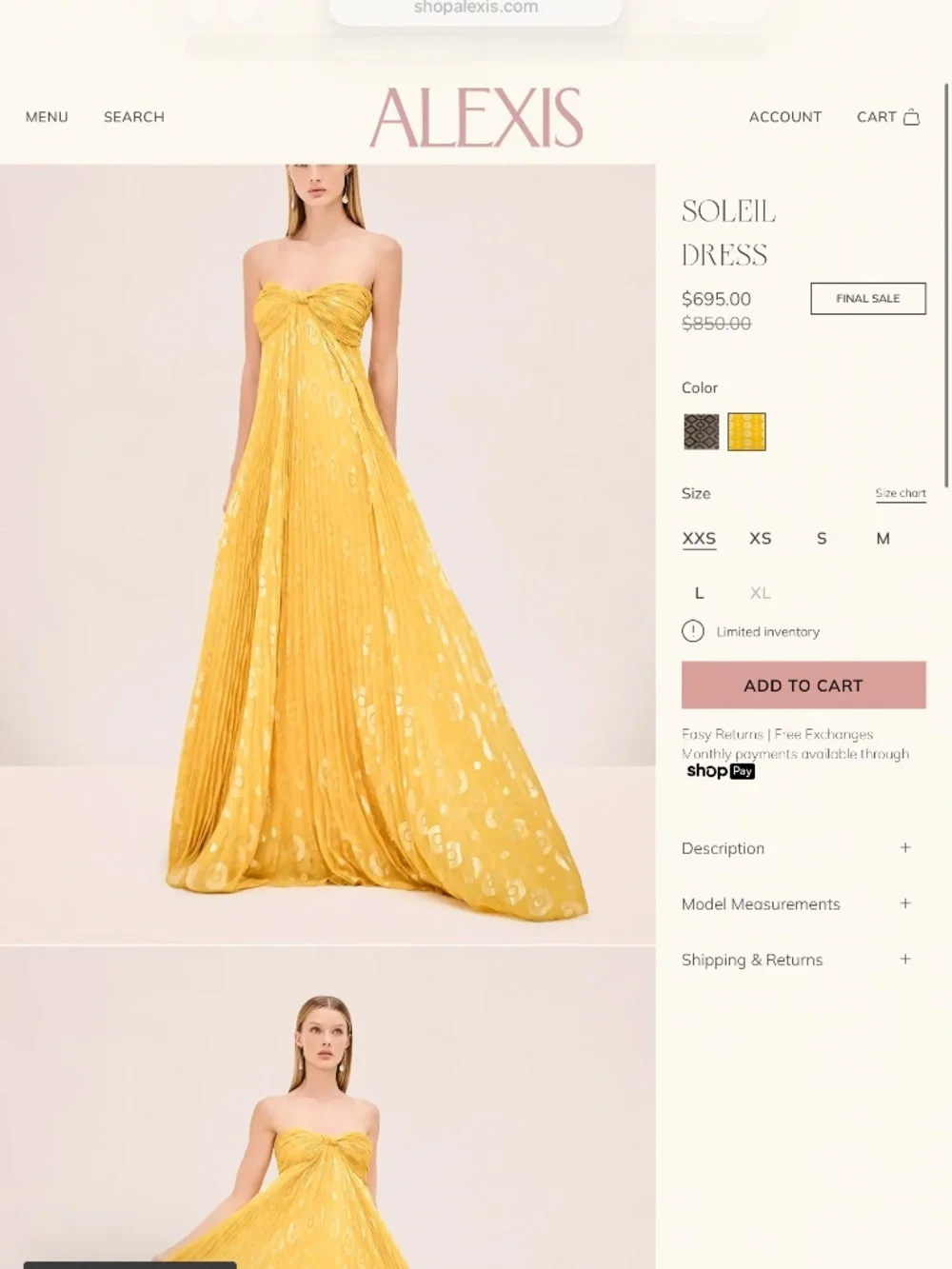 ALEXIS DRESS (soleil) brand new - Picture 1 of 1